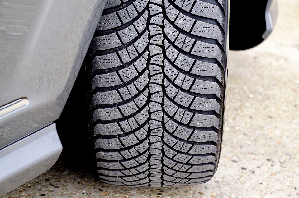 close-up of tire treads